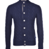 Cardigan uomo in puro cashmere a due fili con lavorazione a trecce