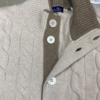 Cardigan uomo in puro cashmere a due fili con lavorazione a trecce