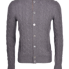 Cardigan uomo in puro cashmere a due fili con lavorazione a trecce