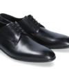 scarpa franceschetti suola in gomma derby tomaia liscia in vitello, fondo in  gomma da abbinare con un abito browngreen prodotto da corneliani ed un cappotto sartoria 1911